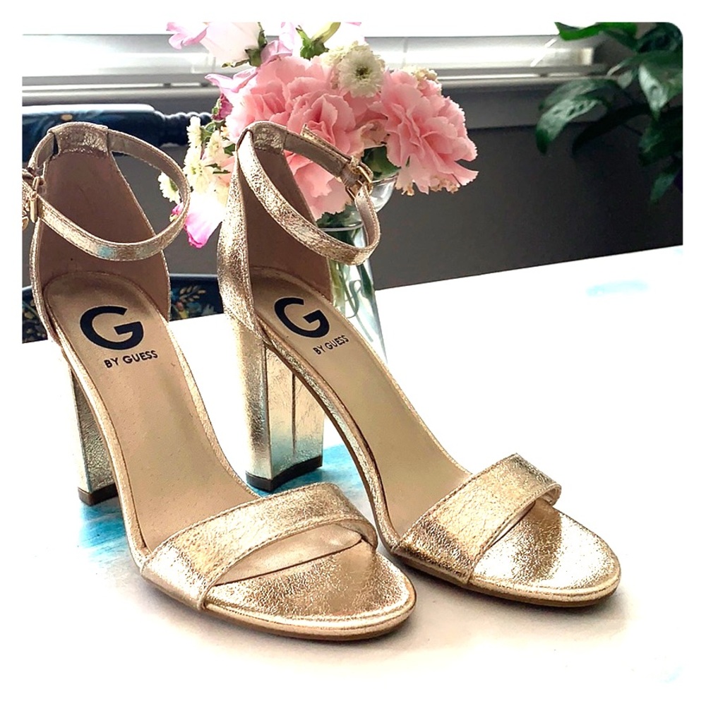 G by GUESS Gold strappy platform sandals